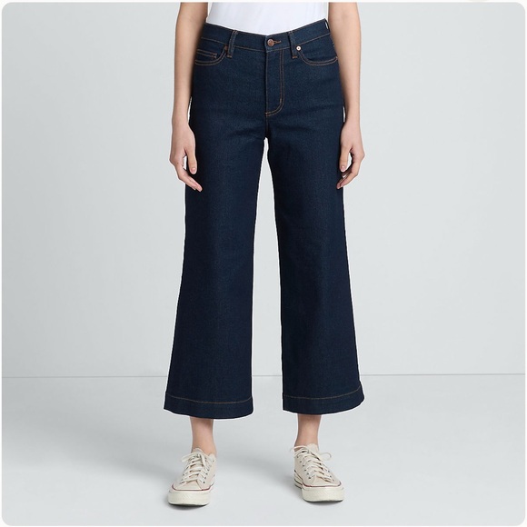 Lands End Women’s Recover Denim High Rise Wide Leg Crop Jeans Size 6 - Picture 2 of 12